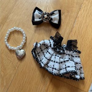 Labubu outfit: Elegant Black and White Accessory Set